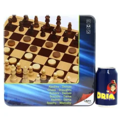 Ajedrez y Damas en Caja de Metal