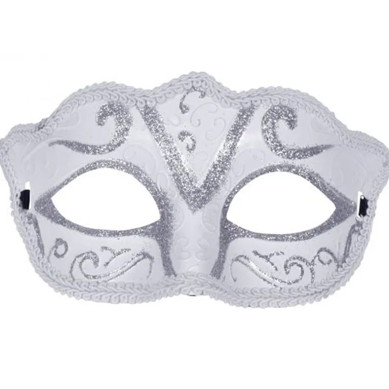 Antifaz Venecia Blanco Plata