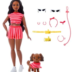 Barbie Twinning Looks Muñeca Perrito Ropa Rayas Rojas