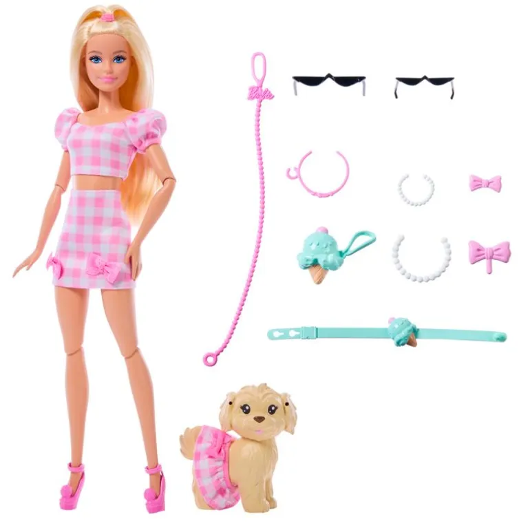 Barbie Twinning Looks Muñeca Perrito Vestido Cuadros