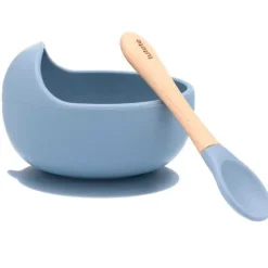 Bol con cuchara silicona azul