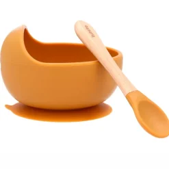 Bol con cuchara silicona Mostaza