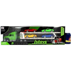 Camión de Transporte Verde con Coches