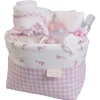 Canastilla Muñeco Bebé de Tela de Flores y Vichy