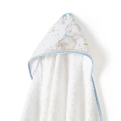 Capa baño + babero Elefante Blanco/ azul
