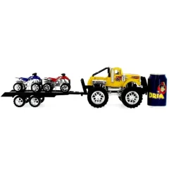 Coche Crusher Amarillo con Remolque y Quads