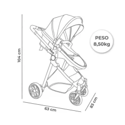 Cochecito 3 piezas Sidney 2 Gris