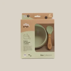Cuenco silicona c/ cuchara verde