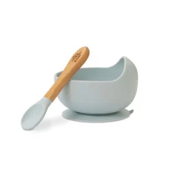 Cuenco silicona c/ cuchara Azul