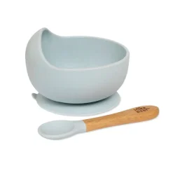 Cuenco silicona c/ cuchara Azul