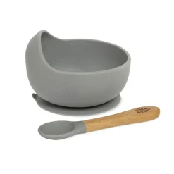 Cuenco silicona c/ cuchara Gris