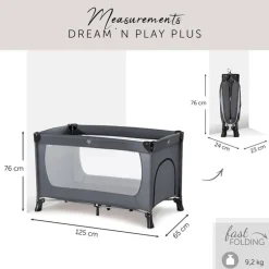 Cuna de viaje con gatera Gris