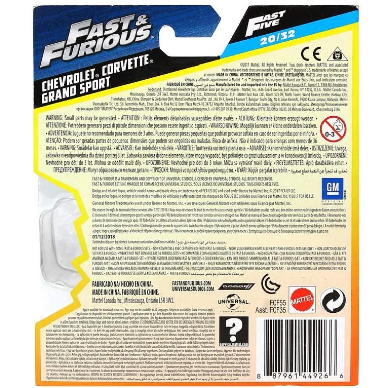 Fast & Furious Vehículo Chevy Corvette Grand Sport