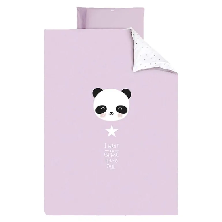 Funda nórdica + funda almohada 60/70 Panda Rosa
