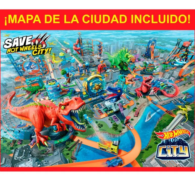 Hot Wheels City Alboroto del Dinosaurio T-Rex