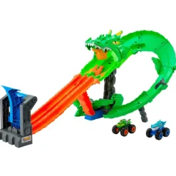 Hot Wheels Monster Trucks Destrucción Dragón de Sharks vs. Dinos.