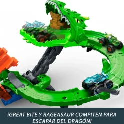 Hot Wheels Monster Trucks Destrucción Dragón de Sharks vs. Dinos.