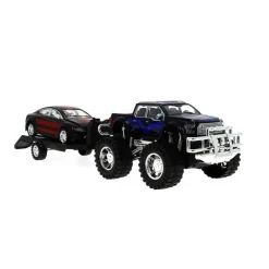 Jeep de Juguete con Remolque y Coche Rojo y Negro