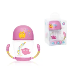 Kiokids Taza silicona con asas y tapa 210ml Rosa