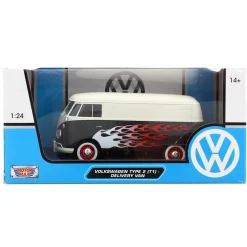 Miniatura Volkswagen Van Blanca Llamas 1:24