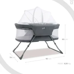 Minicuna plegable c/ mosquitera Gris
