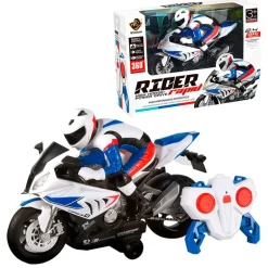 Moto de Carreras Azul y Blanca R/C
