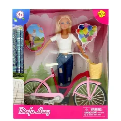 Muñeca Fashion Blanca con Bicicleta