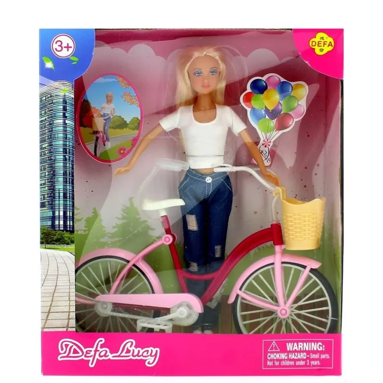 Muñeca Fashion Blanca con Bicicleta