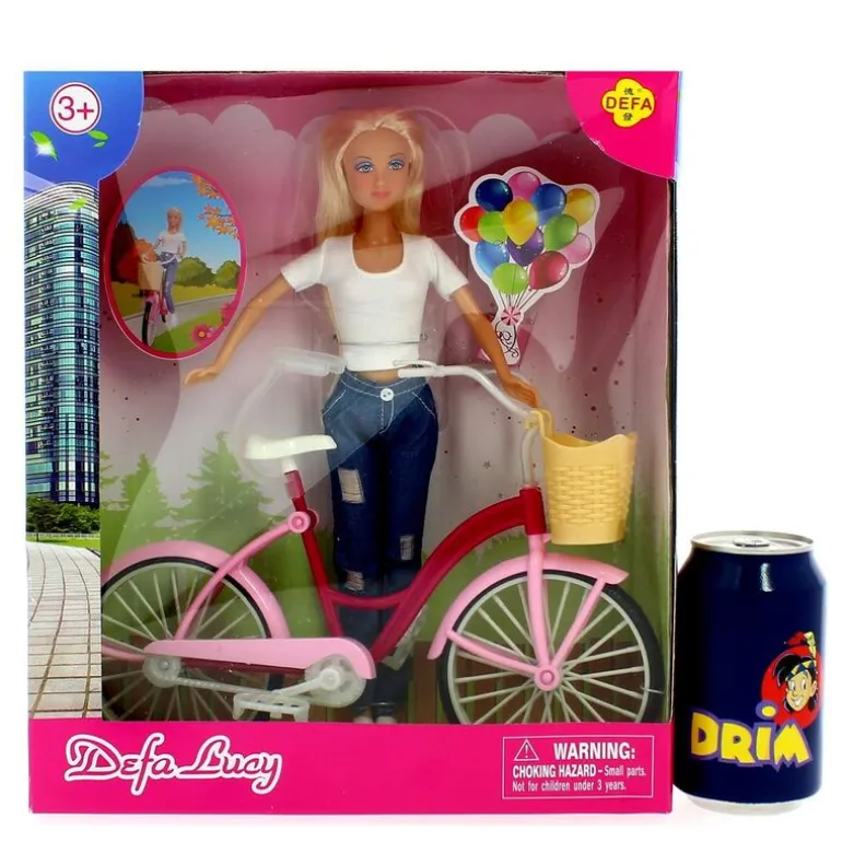Muñeca Fashion Blanca con Bicicleta