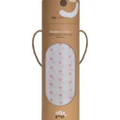 Muselina 120*120 bambu Stars Blanco/ Rosa