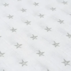 Muselina 120*120 bambu Stars Blanco/ Gris