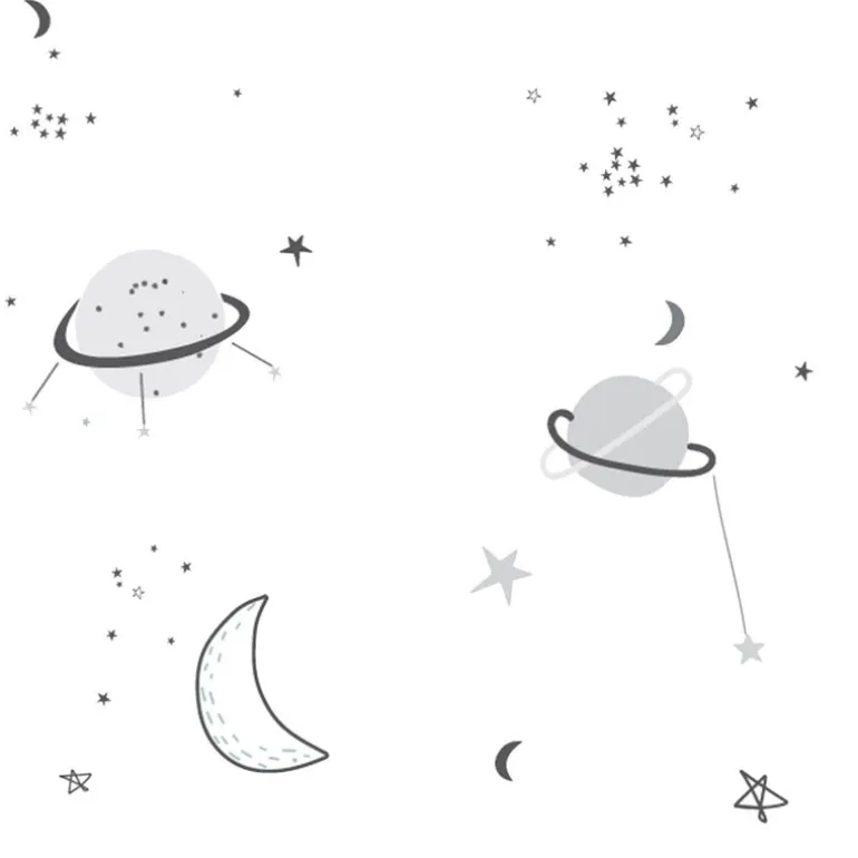 Muselina de Bambú Planets blanco