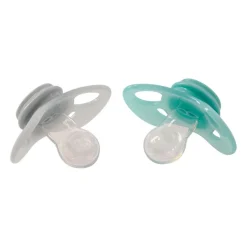 Pack 2 Chupetes de Silicona 0-6 M Turquesa/ Gris