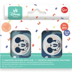 Pack 2 Chupetes 0-6m con funda Mickey