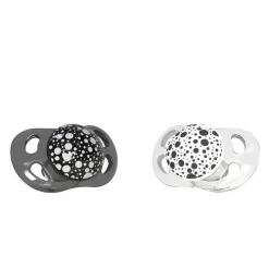 Pack de 2 Chupetes de Silicona 0-6 meses Blanc/Ngr