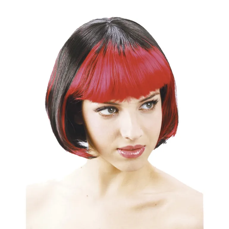 Peluca Corta Negra y Roja