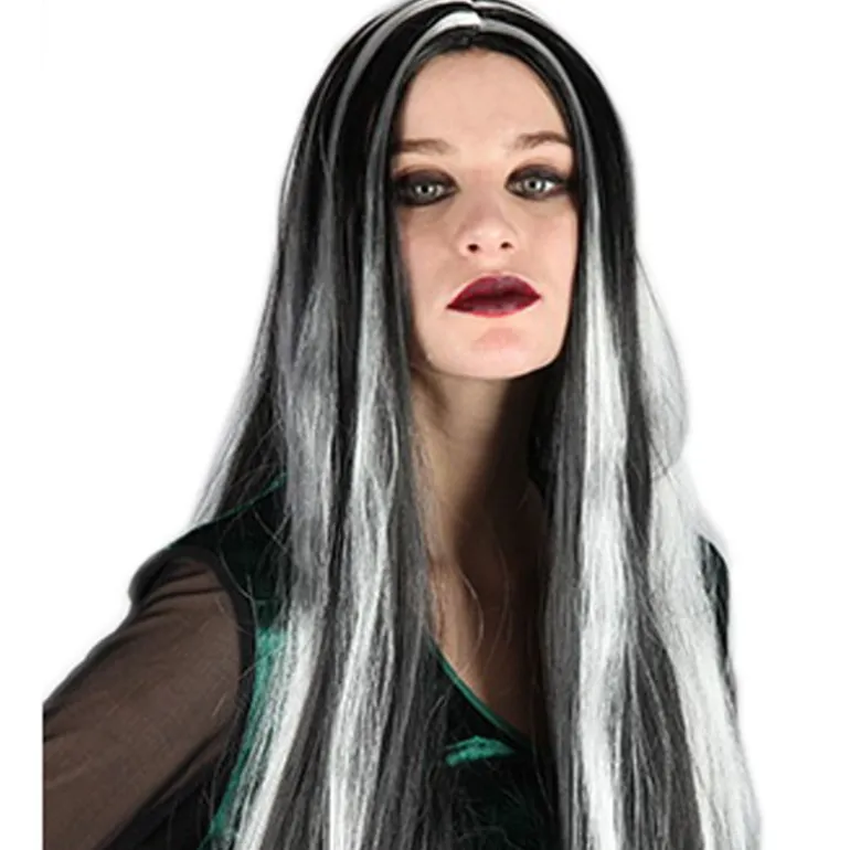 Peluca Larga Bicolor Bruja