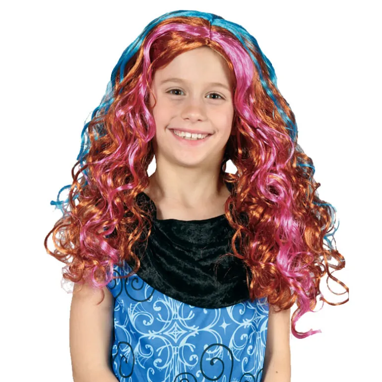 Peluca Larga Rizada Multicolor Infantil