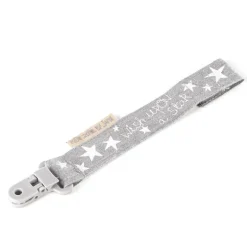 Pinza Portachupetes de Tejido Gris Estrellas