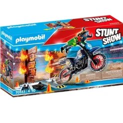 Playmobil Stuntshow Moto con Muro de Fuego