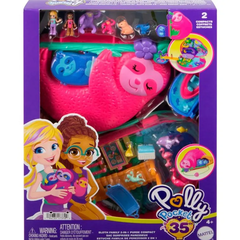 Polly Pocket Estuche Familia Perezosos 2 en 1