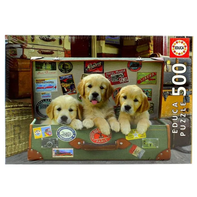 Puzzle Cachorros en el Equipaje de 500 Piezas