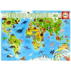Puzzle Mapamundi Animal 150 Piezas