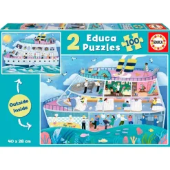Puzzle 2x100 Piezas Barco Inside/Outside
