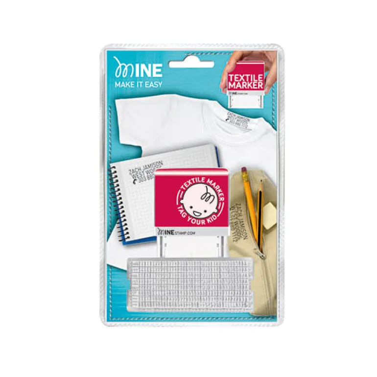 Sello marcador de ropa y libros Mine
