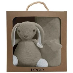 Set Peluche y Manta Conejito Gris