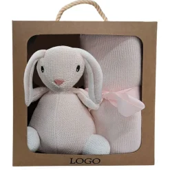 Set Peluche y Manta Conejito Rosa