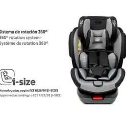 Silla coche Giratoria Aruna de 40 a 150cm Gris + Regalo