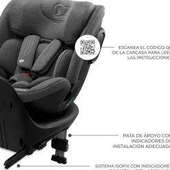 Silla coche Xrider2 I-Size 40-150 cm c/pata Gris + Regalo