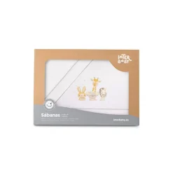 Triptico Sábanas cuna de 120*60 Acuarela Bco/gris